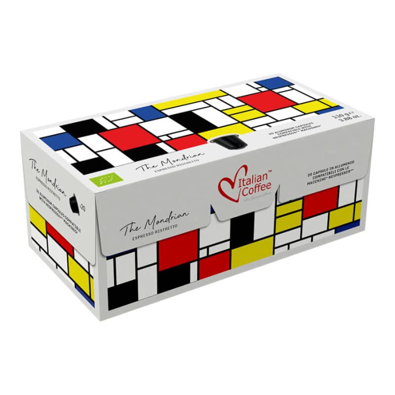 20 Nespresso kompatibilních organických hliníkových kapslí Mondrian Ristretto italské kávy