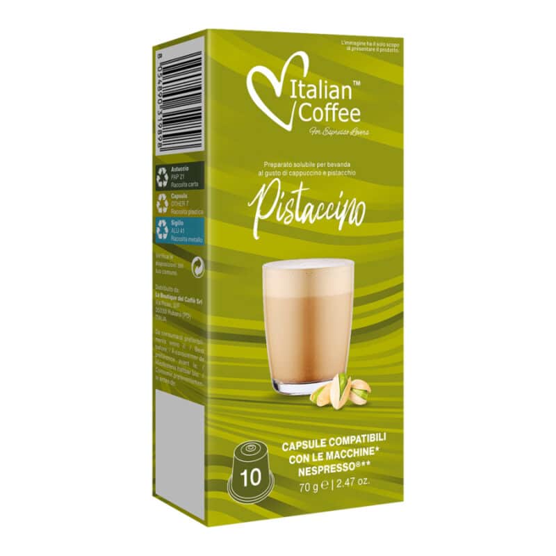10 kapslí Nespresso italského cappuccinu a pistácií kompatibilních